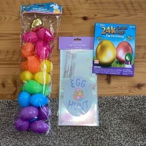 Easter egg coloring kit, plastic Easter eggs, treat bags necessities